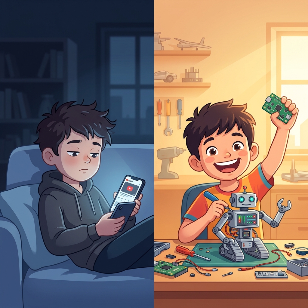 Passive screen time vs. building a robot